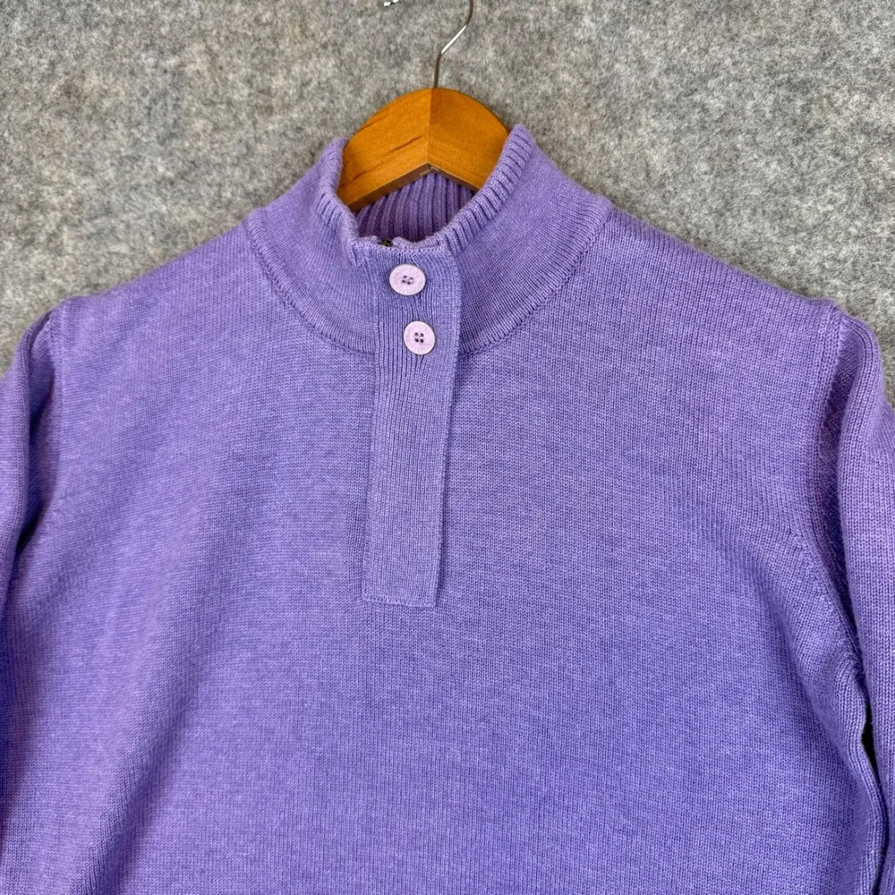 Beretta 1/4 Zip Mock Neck Sweater Mens Medium Purple Made in Italy Cotton